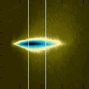 Спонтанное излучение, воспроизводящее излучение чёрной дыры без необходимости в ней самой. Длина светящейся области – несколько миллиметров (фото F. Belgiorno et al.).