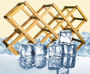 Collapsible wine rack and ice cubes