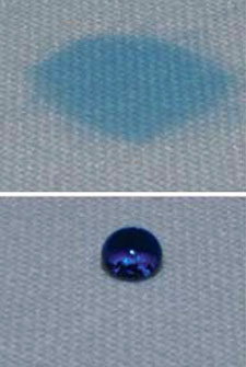 Water on the uncoated and coated fabric